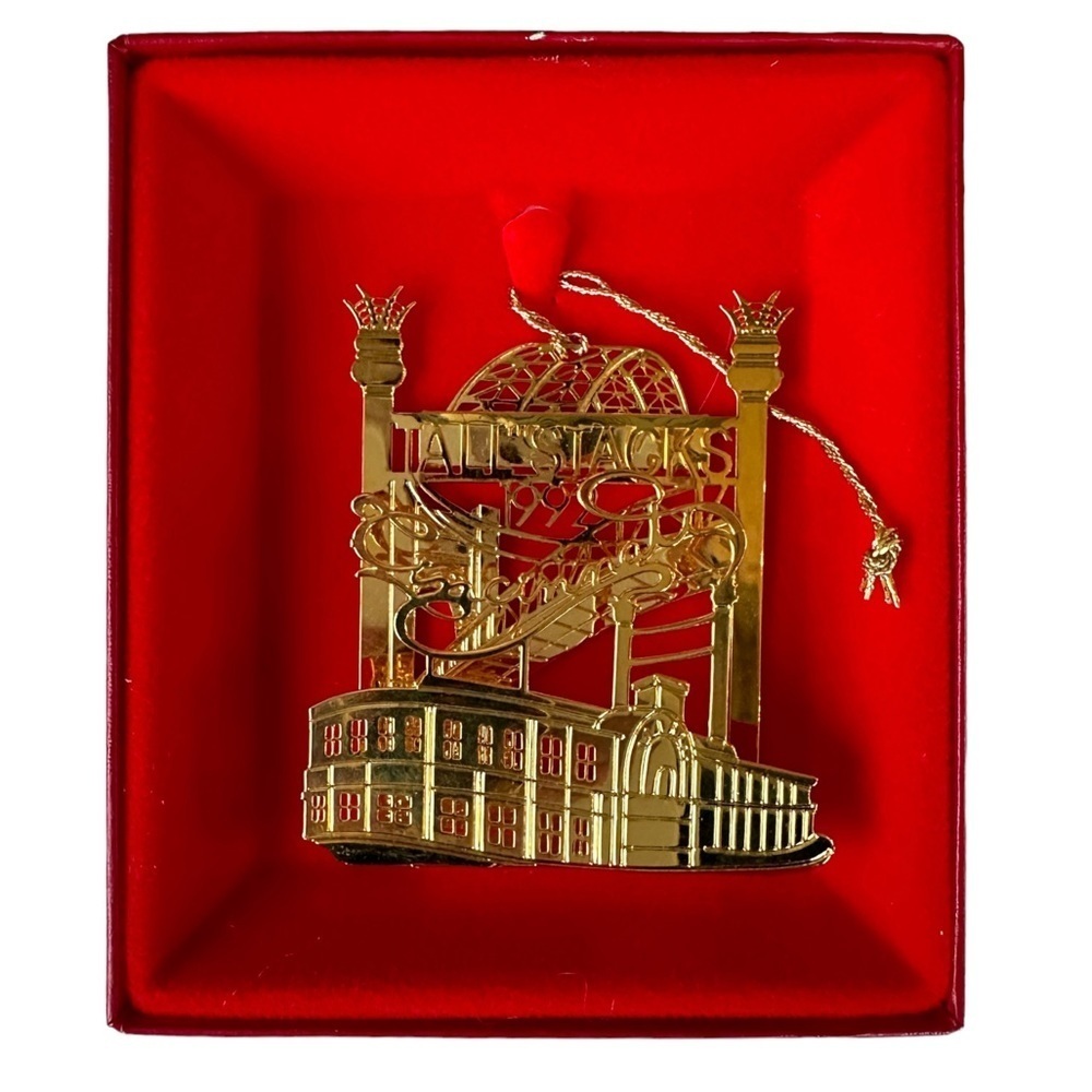 24K Gold 1992 Tall Stacks Cincinnati Ohio Christmas Ornament